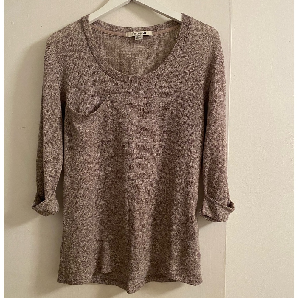 Forever 21 Tan Sweater 3/4 Sleeve Size Small